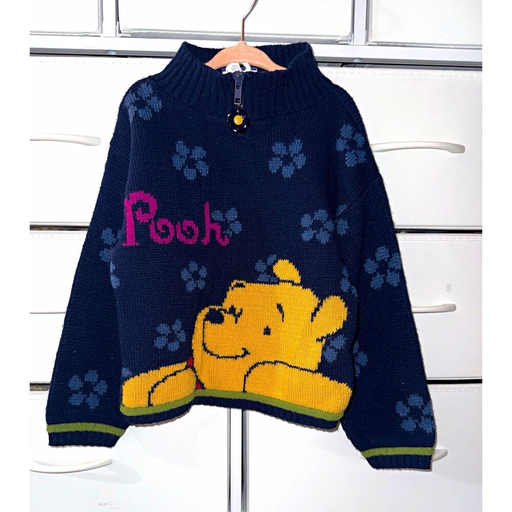 Vintage 90s Disney Pooh 100 Acre Collection Knit Sweater Kids 5/6 Made in USA